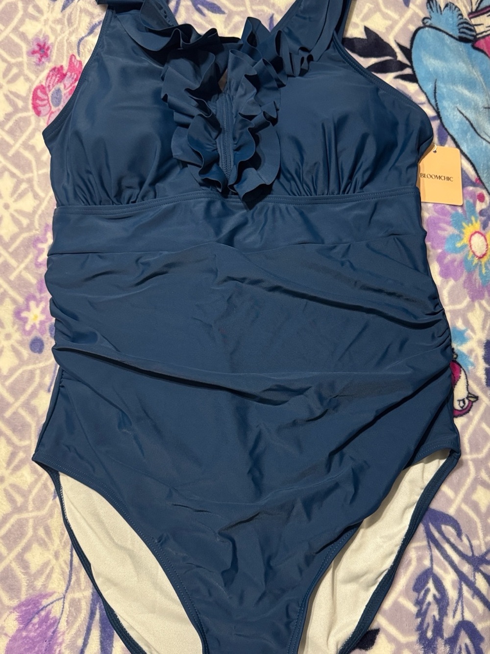 BloomChic Navy Ruffle One-Piece Swimsuit for Women